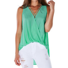 Blusas Mujer   Women Chiffon Loose Tops Sleeveless Solid V Neck Ladies Blouses Casual Tank Tops Blusas Feminina #63 GS
