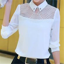 Blusas femininas Casual Women Hollow Out Blouses Long Sleeve Tops Autumn OL Turn-down Lace Print Shirts with Pearl Button 71766 GS