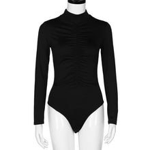 Bodysuits Women  Turtleneck Long Sleeve Black White Bodycon Overalls Rompers Womens Slim Bodysuit combinaison femme &23 GS