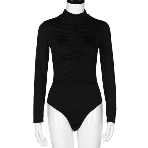 Bodysuits Women  Turtleneck Long Sleeve Black White Bodycon Overalls Rompers Womens Slim Bodysuit combinaison femme &23 GS