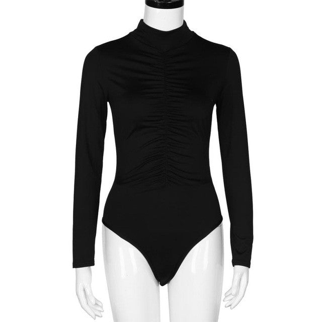 Bodysuits Women  Turtleneck Long Sleeve Black White Bodycon Overalls Rompers Womens Slim Bodysuit combinaison femme &23 GS