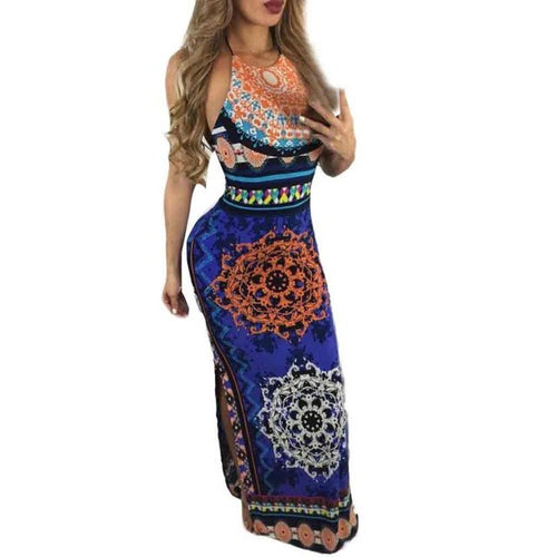 Boho Style  Dress  Bodycon Women Sexy Backless Bodycon Dress Slim Sleeveless Evening Party Dresses vestidos mujer #63 GS