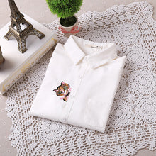 Brand New Cat Print Blouse Embroidery Blusas Femininas Long Sleeve Turn Down Collar Casual Fashion Work Shirts With Button 70020 GS