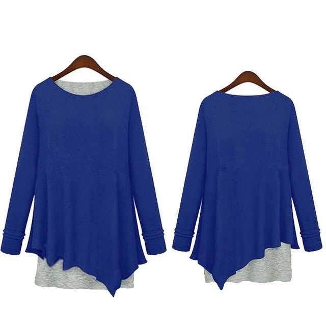 Brand New Fashion Blusas Femininas Long Sleeve Cotton O-neck Hot  Tops 70018 GS