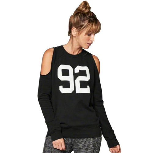 Camisas Femininas  New Fashion Tops Women Cotton Off Shoulder Long Sleeve T-shirt Letter Print Ladies Tee Tops Shirt Femme GS