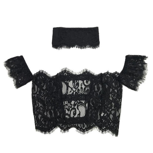 Camisas Mujer   Short Sleeeve Blouses Women Sexy Floral Sheer Lace Tops Choker Neck Off Shoulder Ladies blouses #63 GS