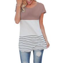 Camisetas Mujer  New Women Short Sleeve T-Shirt Striped Lace Splice Casual Long Style Tee Tops Female T Shirt Women #63 GS
