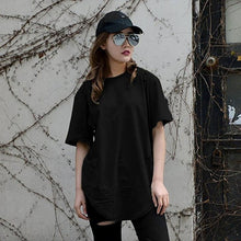 Casual Loose Hole T Shirt Women Hip Hop  harajuku Short Sleeve T Shirt American European Apperel  Camiseta Mujer #63 GS