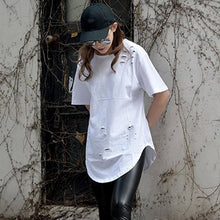 Casual Loose Hole T Shirt Women Hip Hop  harajuku Short Sleeve T Shirt American European Apperel  Camiseta Mujer #63 GS