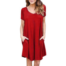 Casual Loose Pocket Dress Women Fashion Ladies Pullover Short Sleeve O-Neck Short Mini T Shirt Dress vestidos verano  #418 GS