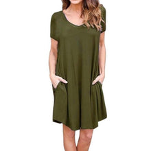 Casual Loose Pocket Dress Women Fashion Ladies Pullover Short Sleeve O-Neck Short Mini T Shirt Dress vestidos verano  #418 GS