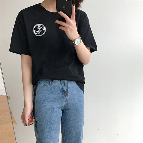 Character Letter Print t-shirt Plus Size  New Fashion Harajuku Women T shirts Casual Short Sleeve O-neck Tops 72679 GS