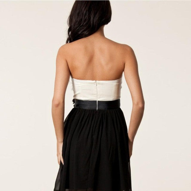 Chiffon+Lace Knee length Sleeveless Sexy Women Floral Lace Backless Prom Wedding Evening Mini Dress Black GS