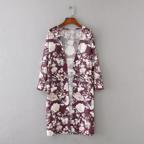 Chiffon Tops   Shawl Kimono Cardigan Ladies Floral Three Quarter Blusa Feminina Casual kimono Shirts Women Blouses #53 GS