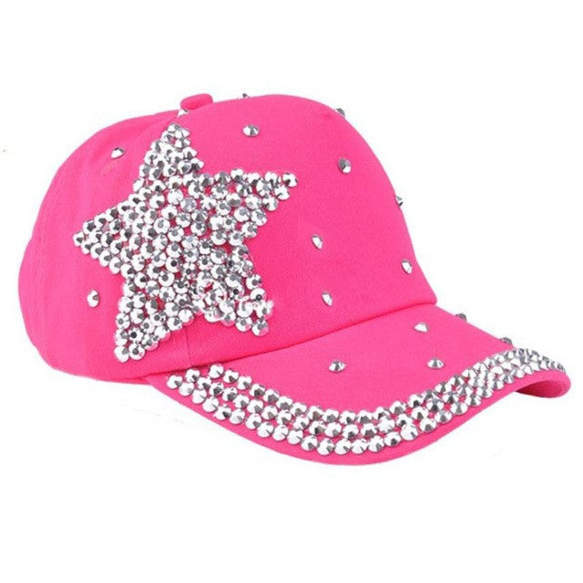 Children Cap For Girls  Fashion women's hats Baseball Cap Rhinestone Star Shaped Boy Girls Snapback Hat 5 Colors hat GS