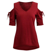 Cold Shoulder T-shirt Women Fashion  T shirt 4 Colors Short Sleeve O Neck Woman Tee Shirt Female camisetas mujer verano #23 GS