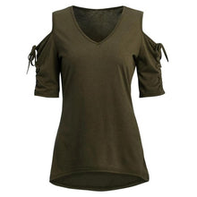 Cold Shoulder T-shirt Women Fashion  T shirt 4 Colors Short Sleeve O Neck Woman Tee Shirt Female camisetas mujer verano #23 GS
