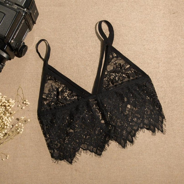 Crop Top  Fashion Women Sheer Lace cropped V-Neck Tank Top Black Sexy T Shirt tshirt camisetas de tirantes de encaje GS