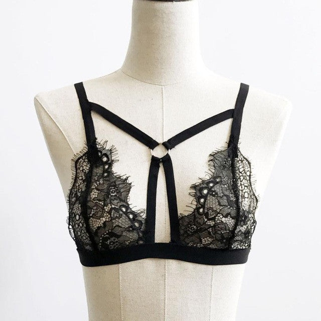 Cropped Women Floral Sheer Lace Triangle Bralette Unpadded Short Lace Beach Tank Crop Tops Lingerie  Style  Sexy #18 GS