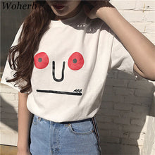 Cute Cartoon Character Print t-shirt Plus Size  New Women Loose T shirts Casual Women Short Sleeve Female O-neck Tops GS