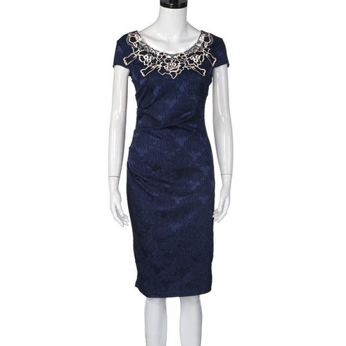 Elegant Dresses Women Embroidered Vintage Hollow Out Embroidery Office Pencil Dresses Ladies Short Sleeveless Mini Dress #43 GS
