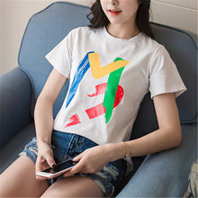 Embroidery T-shirts New  Women Summer T Shirt Fashion Tops Plus Size Female Short Sleeve t shirts 72610 GS