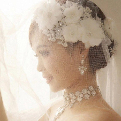 Europe Style Hair Bands Women Fashion Lace Pearl Hair Band White Color Flower hairband Accessoire Cheveux GS