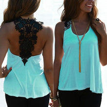 European Style  T shirt Women Tops Tees New Hot Solid Sleeveless Lace Backless T-shirt Woman Clothes Ladies tee shirt femme GS