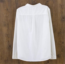 Fashion  New Women Leaves Embroidery Stand Collar Shirt White Long Sleeves Blouse Ladies Office Tops Shirt 33048 GS