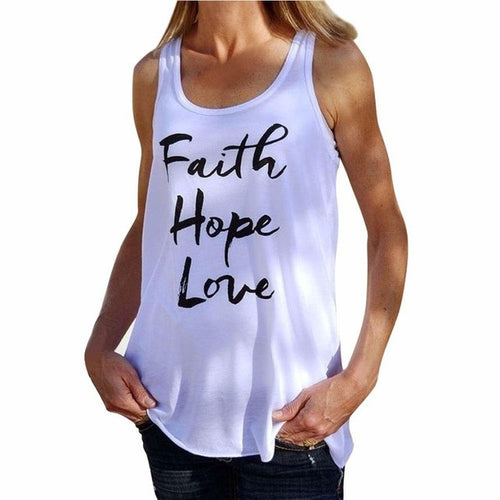 Fashion  Women  Tank Tops Letter Print Round Neck Sleeveless Tee Tops Female Casual Vest Tanks Tops White #23 GS
