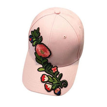 Fashion Baseball Hat Cap Women Cotton Applique Flower Embroidery Gorra Snapback Women Caps Pink Black White   New #23 GS