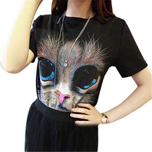 Fashion Print T-shirt Summer Cartoon Big Eyes Cat Print Women's T Shirt College Wind Casual Wild Girl Top Tees 71174 GS