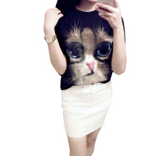 Fashion Print T-shirt Summer Cartoon Big Eyes Cat Print Women's T Shirt College Wind Casual Wild Girl Top Tees 71174 GS