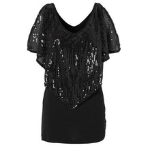Fashion  Blouses For Women  Sequin Off Shoulder Women Sparkle Glitter Short Sleeve Ladies Tops Camisetas Mujer #63 GS