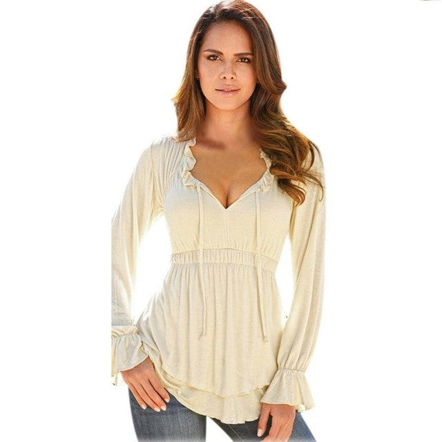 Fashion T Shirt Femme  Women   T-shirt Long Sleeve Tee shirt Women Plus Chiffon Shirt Femme Women Tops Feminina GS