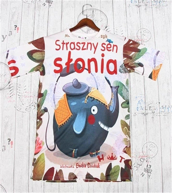 Fashion Thai Tide Card Cartoon Character Print New  Summer Women Vestidos Casual Short Sleeve Dress Plus Size Loose Dresses GS