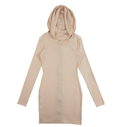 Fashion Women   2 Use Dresses Hooded Zipper Womens Dresses Long Sleeve Tight Slim Bodycon Dress Vestidos #1216 GS