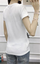 Fashion Women Shirt  Woman Head Print Short Sleeve Tee 3D Lace Decoration T-shirt Loose White Plus Size Tops Tee 33003 GS