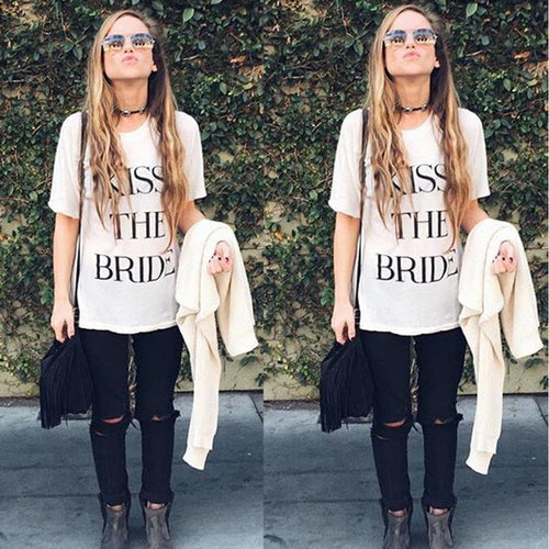 Fashion Women T shirt  white t shirt loose Letter