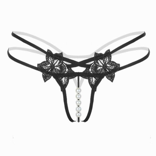 Flower Pearl Sexy Panties Ladies New  Hollow Out G String And Thongs Temptation Open Crotch Underwear Women Low Waist #23 GS