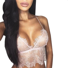 Good Quality Women Sheer Lace Triangle Cropped Tops Black Withe Backless Strap Slim Bralette Camis Sexy Crop Tops Women #1207 GS