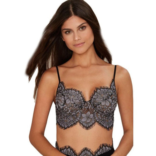 Grey Sexy Lace Floral Crochet Crop Top Strap Slim Hollow Out Bralette Camis Vest Backless  Style Cropped Women  &23 GS