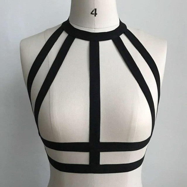 Halter Neck Sexy Crop Tops Women Bandage Goth sexy Hollow Out Sexy Adjustable Tops Cropped   Ladies Lingerie Hot #419 GS