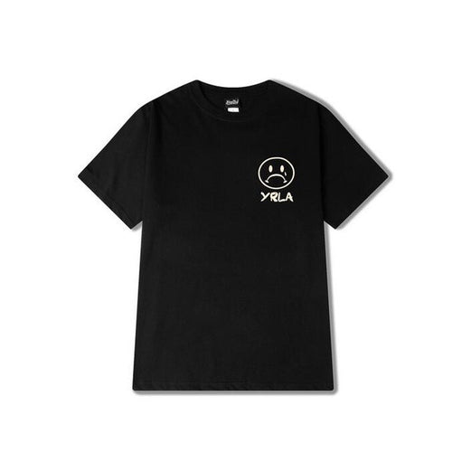 Harajuku Loose Couple T-shirt  Black Short Sleeve Summer Tee Funny Smiling Face Printing Tshirts Casual Punk Top Tee 33039 GS