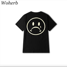 Harajuku Loose Couple T-shirt  Black Short Sleeve Summer Tee Funny Smiling Face Printing Tshirts Casual Punk Top Tee 33039 GS