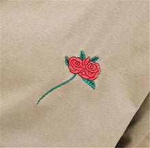 Harajuku Tees  Rose Embroidery Women T-shirt Casual Summer New Fashion Tops Short Sleeves O-neck Ladies T-shirts 33030 GS