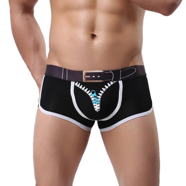 High Quality Sexy Men's Underwear Cotton New Nevoty Print Zipper Pattern Cotton Underpants Men Soft Men's Boxers Shorts Hombre GS