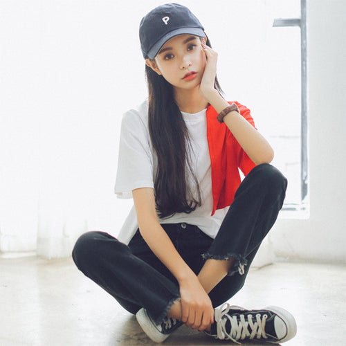Hit color Patchwork t-shirt  New Women Harajuku T shirts Women Short Sleeve Female O-neck Tops Plus Size 72673 GS