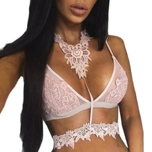Hlater Neck Black/Pink Crop Tops Women Sexy Floral Lace Sheer Crochet Ladies Tops Seamless Bralette Camisole Female #23 GS
