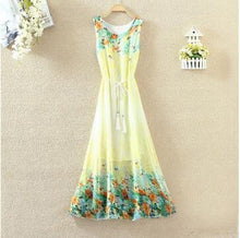 Hot  Bohemian Beach Dress Summer New O Neck Sleeveless Tank Dresses Sweet Floral Print Women Dress Casual Vestidos 71234 GS